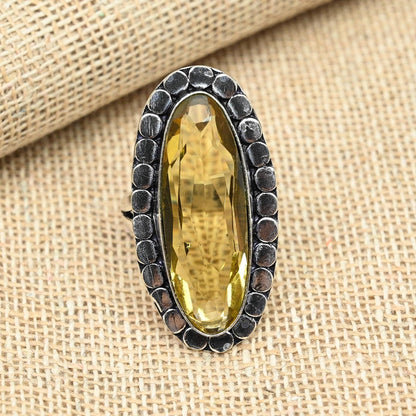 Yellow Citrine Sterling Silver Ring