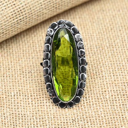 Green Peridot Gemstone Ring