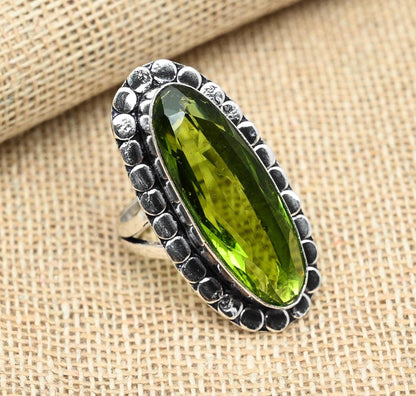 Green Peridot Gemstone Ring