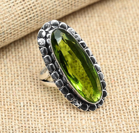 Green Peridot Gemstone Ring