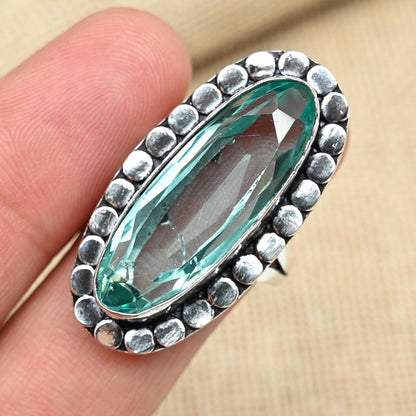 Aqua Apatite Sterling Silver Ring