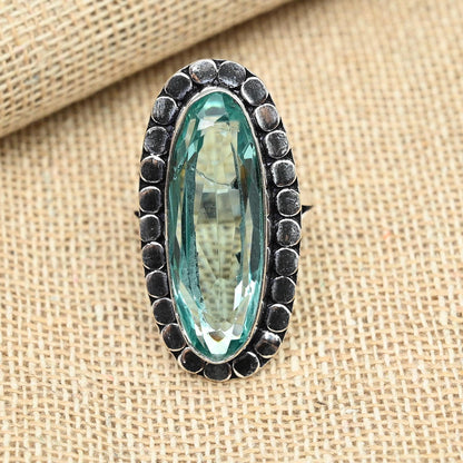 Aqua Apatite Sterling Silver Ring