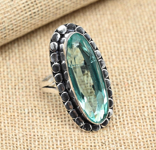 Aqua Apatite Sterling Silver Ring