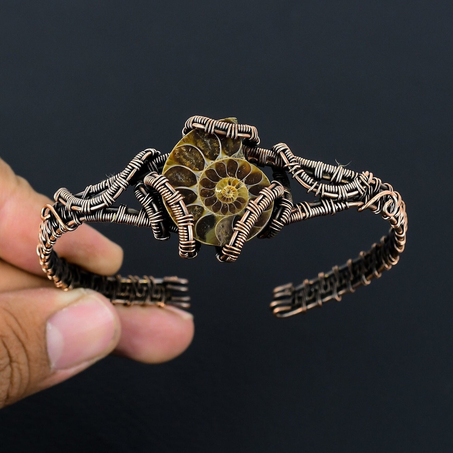 Copper Ammonite Gemstone Bracelet