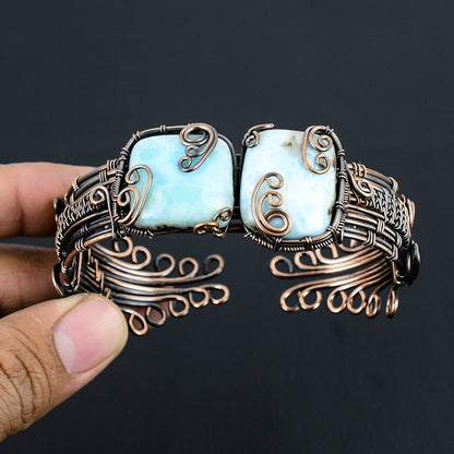 Blue Larimar Gemstone Copper Bracelet