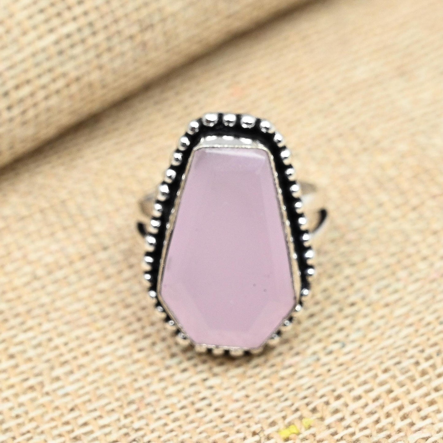 Pink Chalcedony Sterling Silver Ring