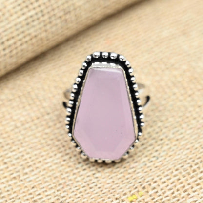 Pink Chalcedony Sterling Silver Ring