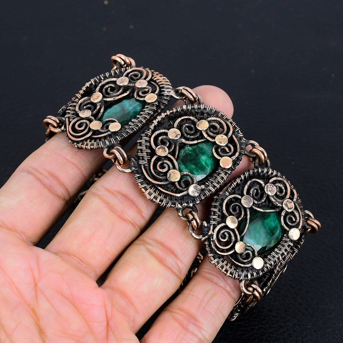 Green Emerald Gemstone Bracelet