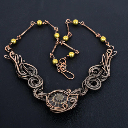 Copper Ammonite Gemstone Necklace