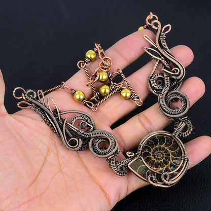 Brown Ammonite Gemstone Necklace