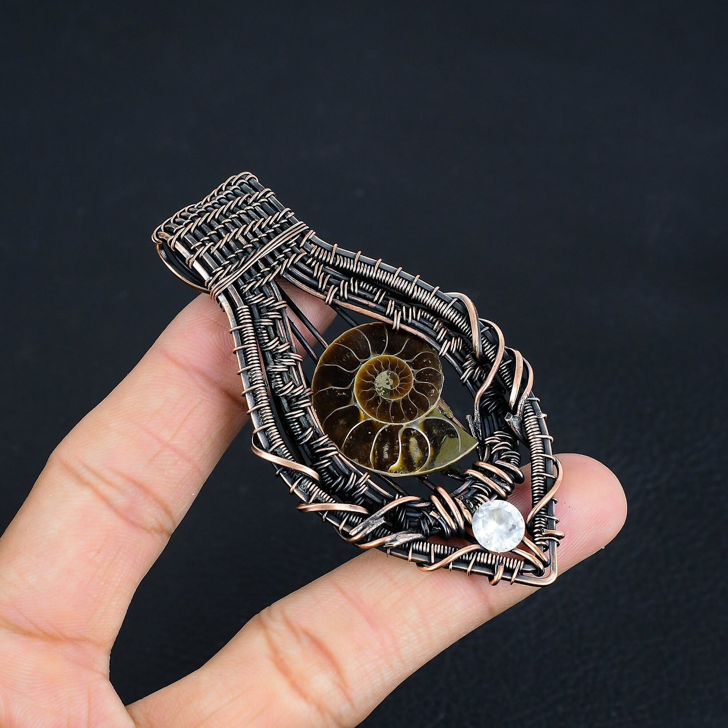 Brown Ammonite Gemstone Pendant