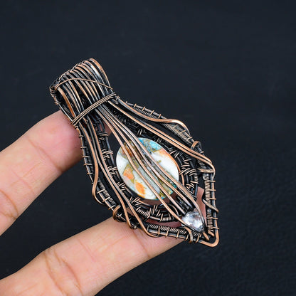 Orange Spiny Oyster Turquoise Gemstone Pendant