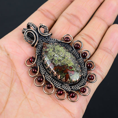 Green-Red Dragon Bloodstone Gemstone Pendant