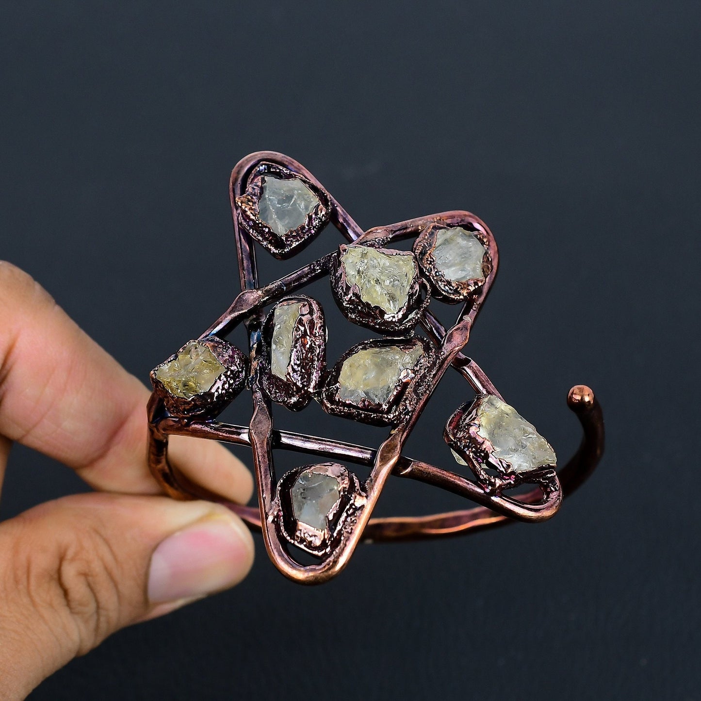 Copper Star Gemstone Cuff Bracelet