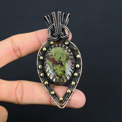 Green Red Dragon Bloodstone Gemstone Pendant