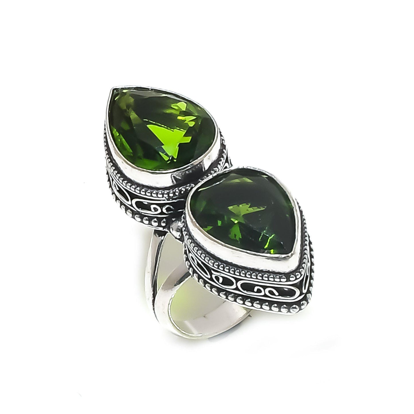 Green Peridot Gemstone Ring