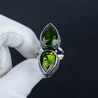 Green Peridot Gemstone Ring