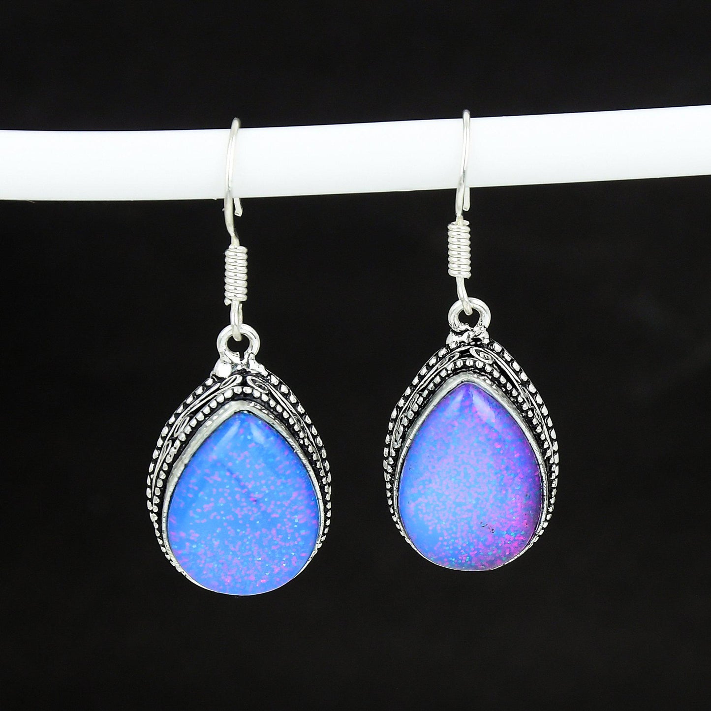 Sky Blue Triplet Opal Gemstone Earrings