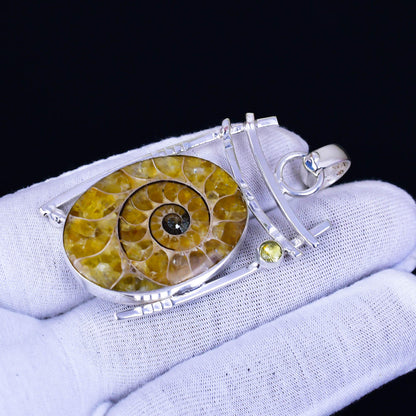 Yellow Ammonite Gemstone Pendant