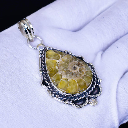 Yellow Ammonite Gemstone Pendant