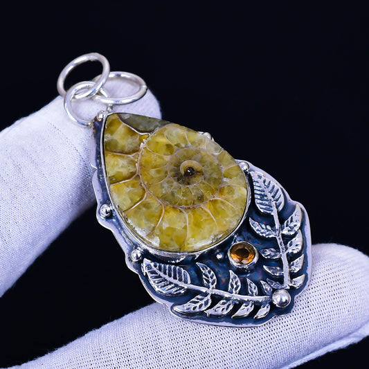 Yellow Ammonite Gemstone Pendant