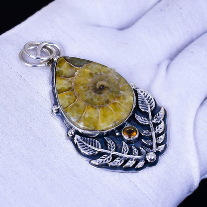 Yellow Ammonite Gemstone Pendant