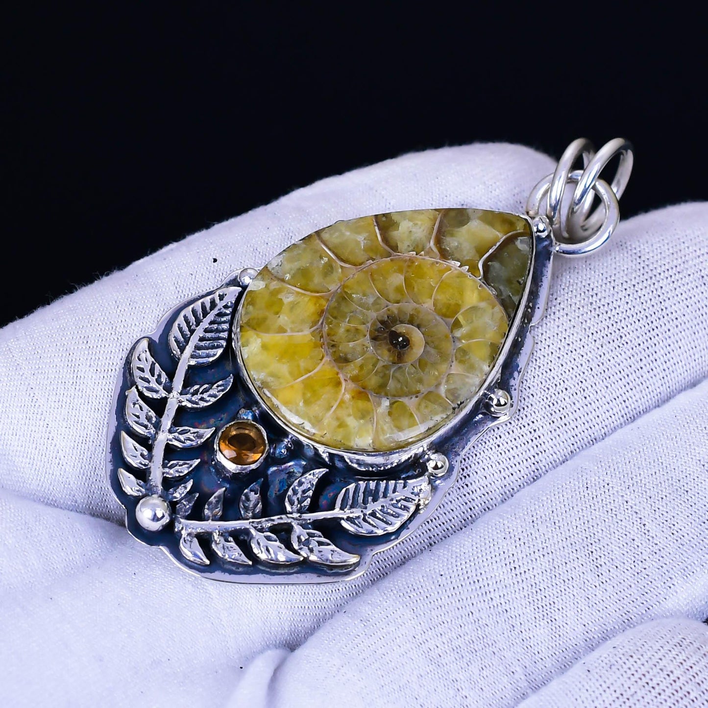 Yellow Ammonite Gemstone Pendant
