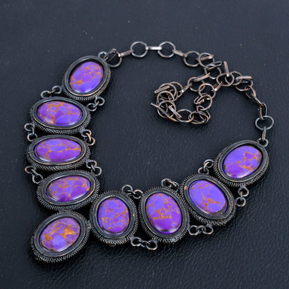 Purple Turquoise Gemstone Necklace