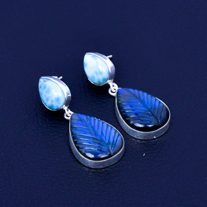 Blue Fire Labradorite Sterling Silver Earrings