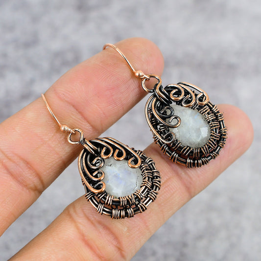 Rainbow Moonstone Gemstone Earrings