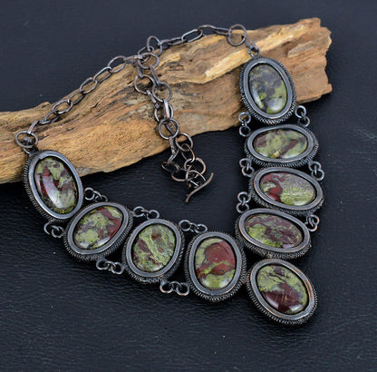 Green Bloodstone Gemstone Necklace