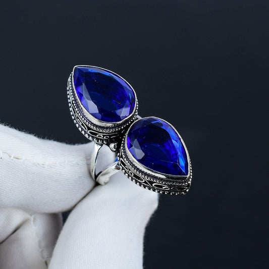 Blue Sapphire Gemstone Teardrop Ring