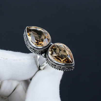 Brown Smoky Topaz Gemstone Sterling Silver Ring