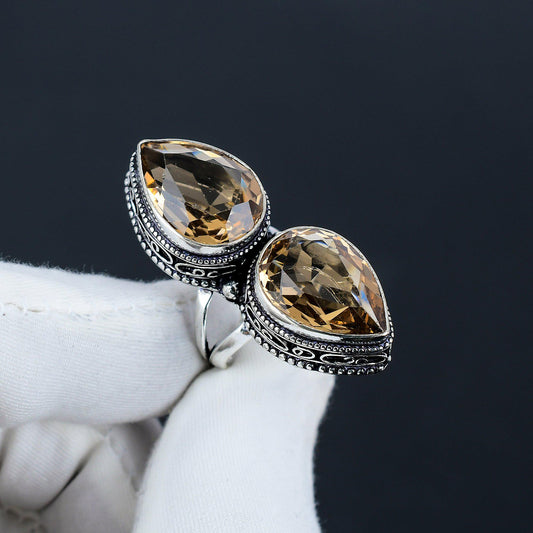 Brown Smoky Topaz Gemstone Sterling Silver Ring