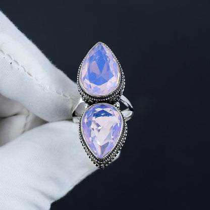 Milky Opal Teardrop Gemstone Ring
