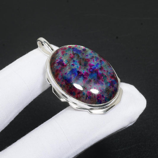 Colorful Multi-Fire Labradorite Silver Pendant