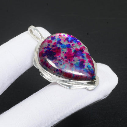 Colorful Multi-Fire Labradorite Silver Pendant