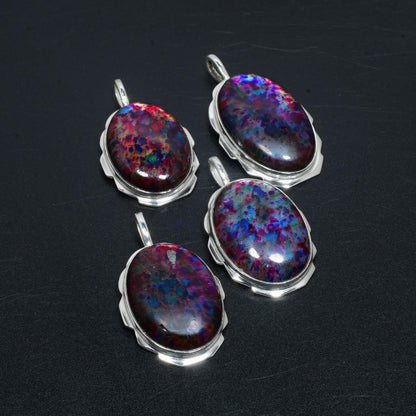 Colorful Multi-Fire Labradorite Silver Pendant