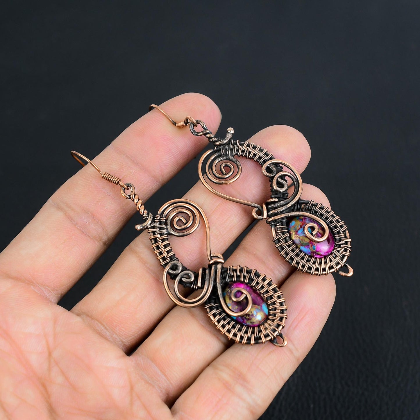 Pink Turquoise Gemstone Earrings