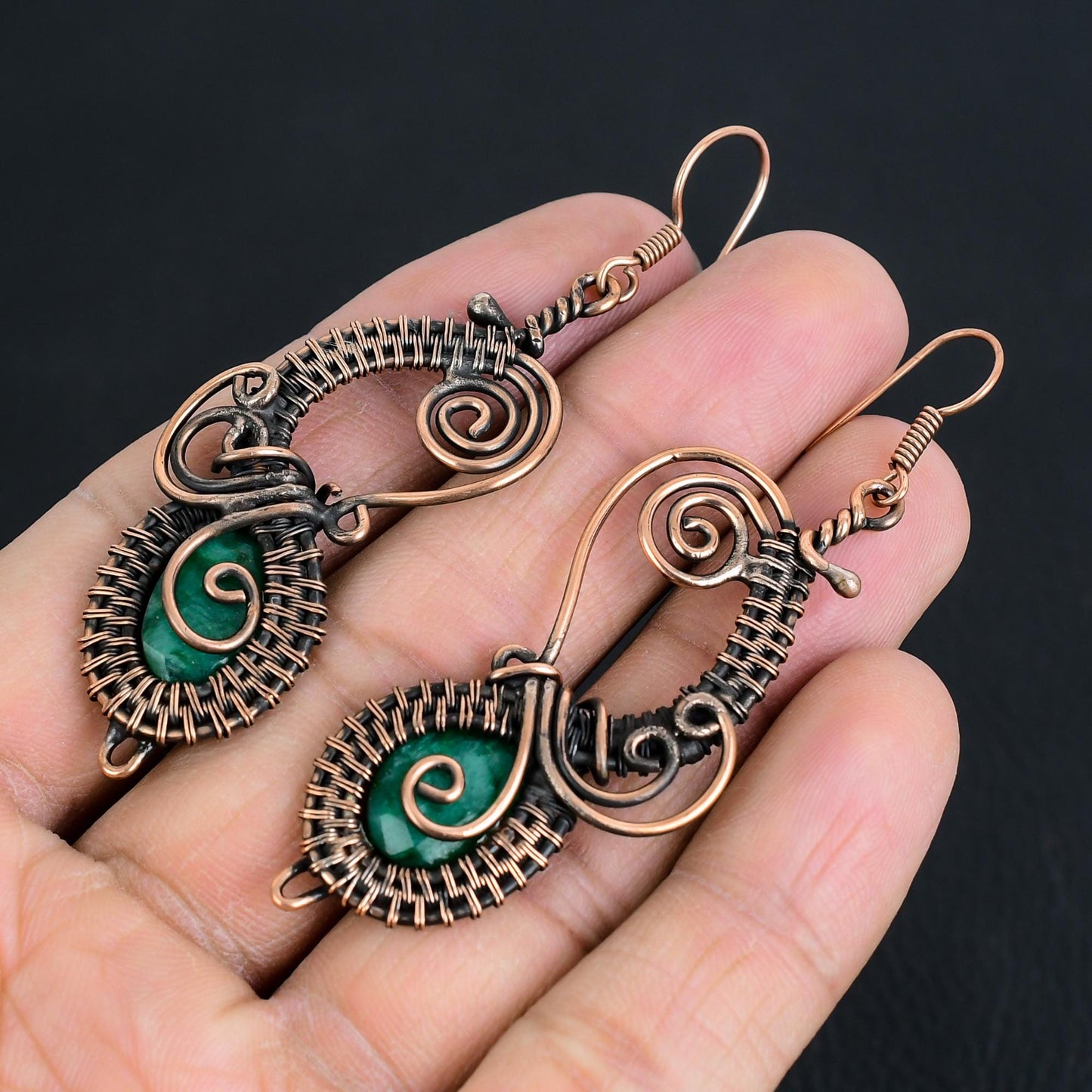 Green Emerald Gemstone Earrings