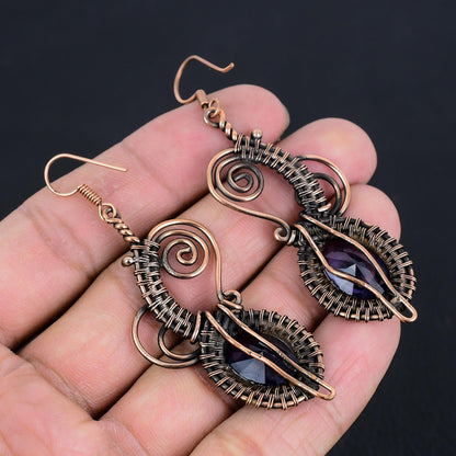 Purple Amethyst Gemstone Dangle Earrings