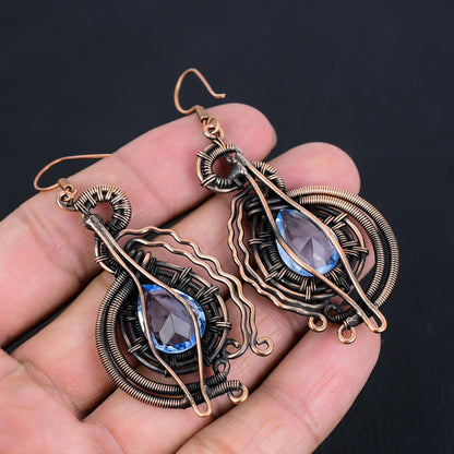 Blue Tanzanite Gemstone Copper Earrings