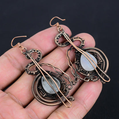 Rainbow Moonstone Gemstone Dangle Earrings
