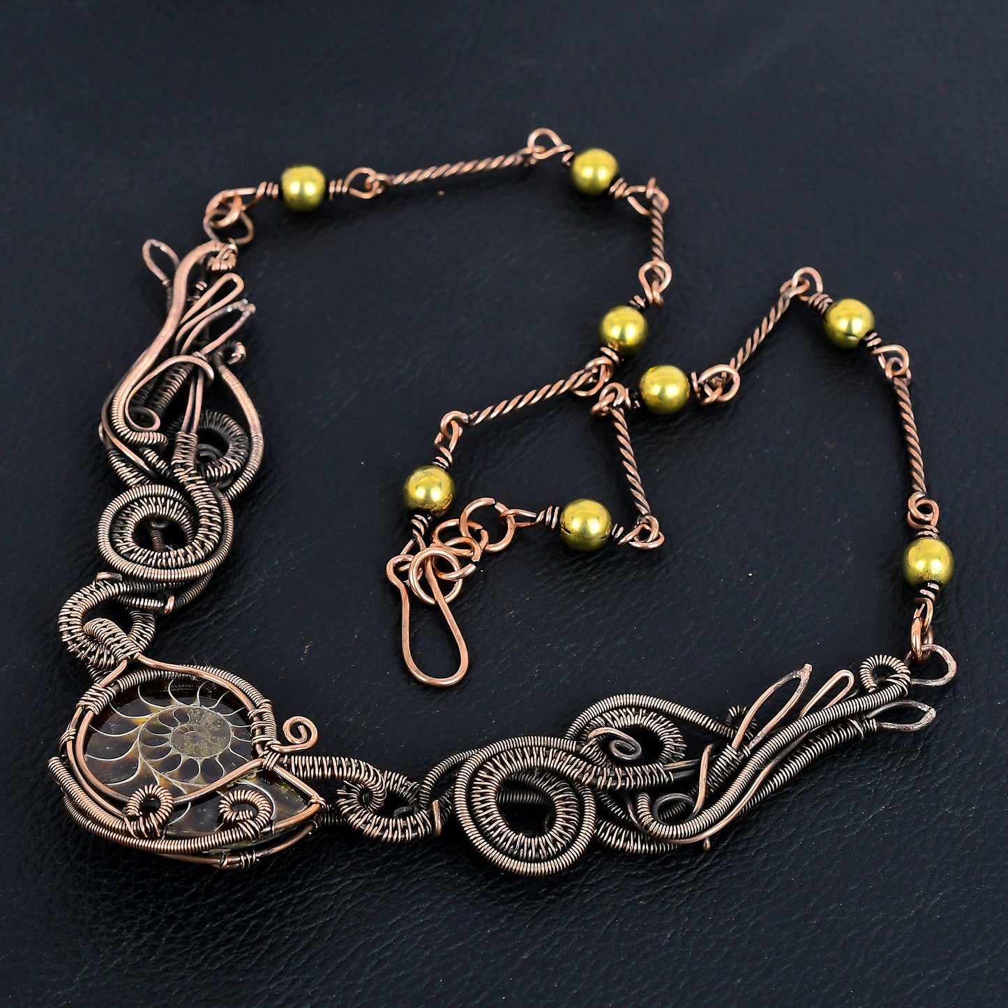 Copper Ammonite Gemstone Necklace