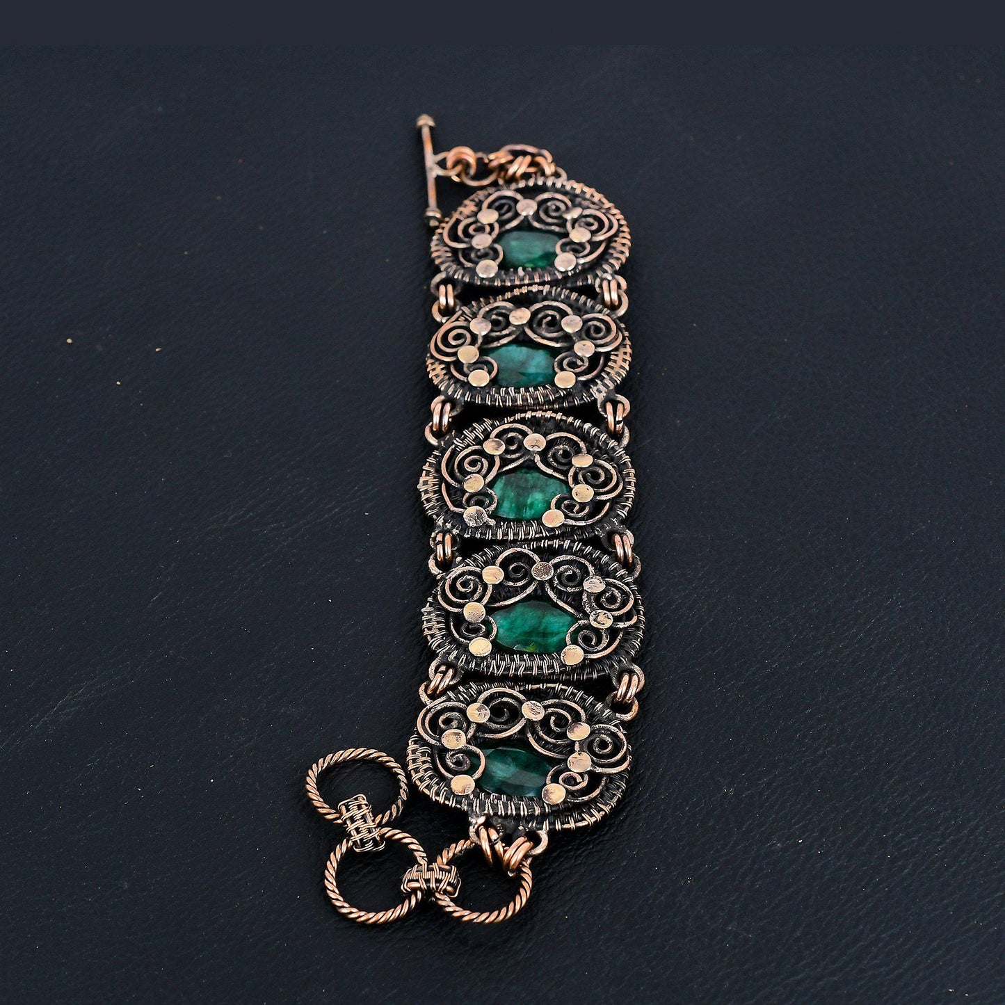 Green Emerald Gemstone Bracelet