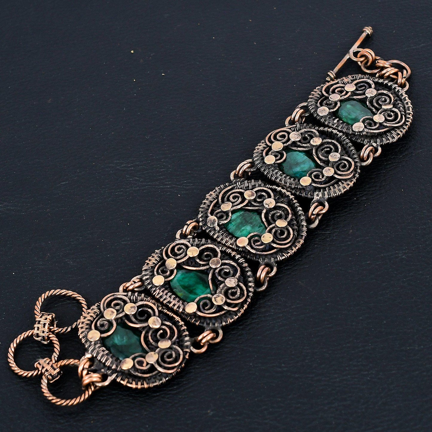 Green Emerald Gemstone Bracelet