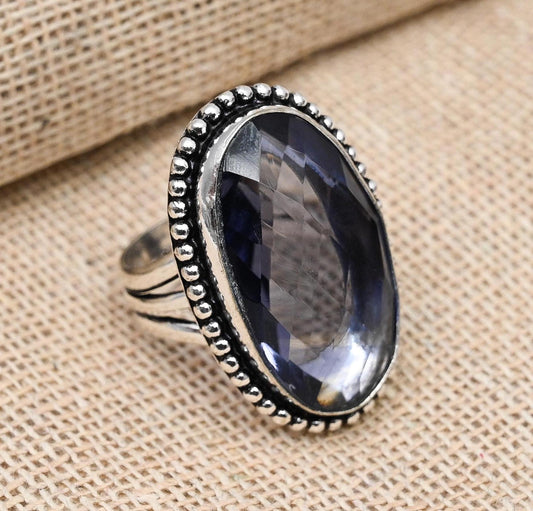 Dainty Sterling Silver Blue Iolite Ring