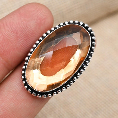 Peach Morganite Silver Ring
