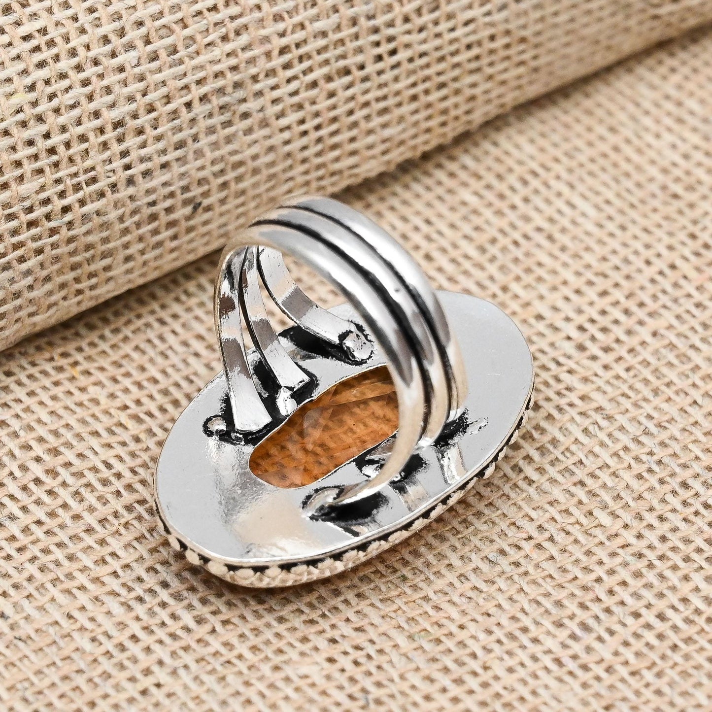 Peach Morganite Silver Ring