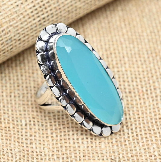 Blue Chalcedony Sterling Silver Ring